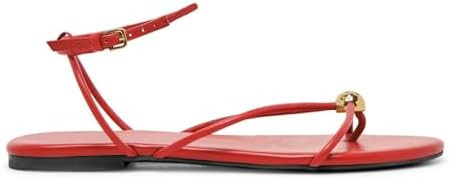 XBKXMK Strappy Flat Sandals for Women Comfortable Open Round Toe Sandals Dressy Beach Thong Flip ... | Amazon (US)