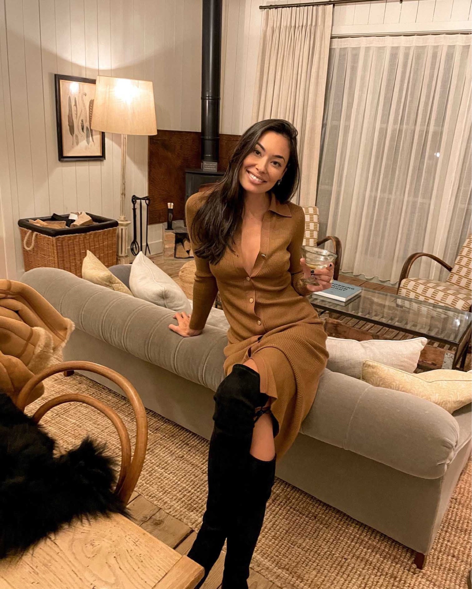 Kat Jamieson of With Love From Kat wears a fall outfit. Tan dress, midi dress, black boots, suede boots, fall style. 

#LTKshoecrush #LTKstyletip #LTKSeasonal