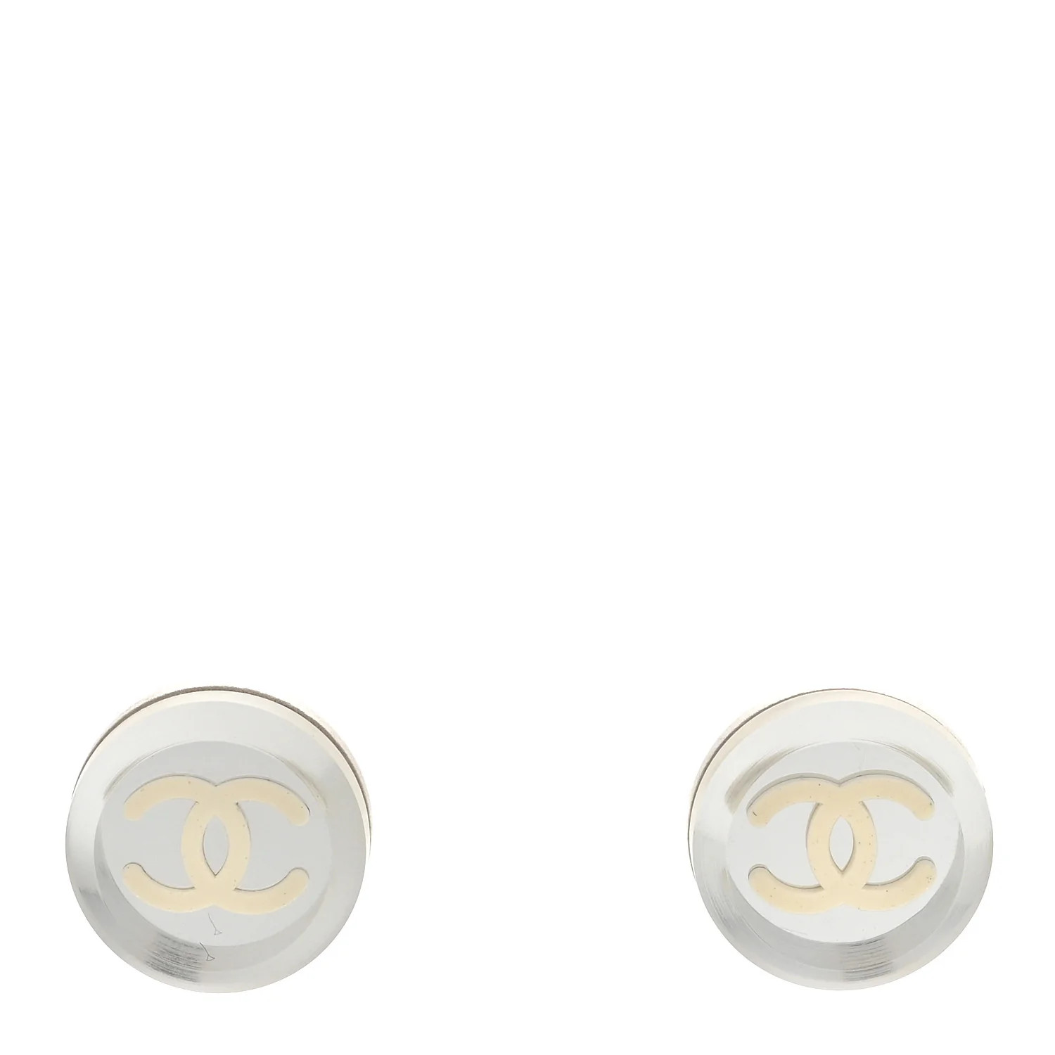 Mirror Resin CC Earrings Silver | FASHIONPHILE (US)