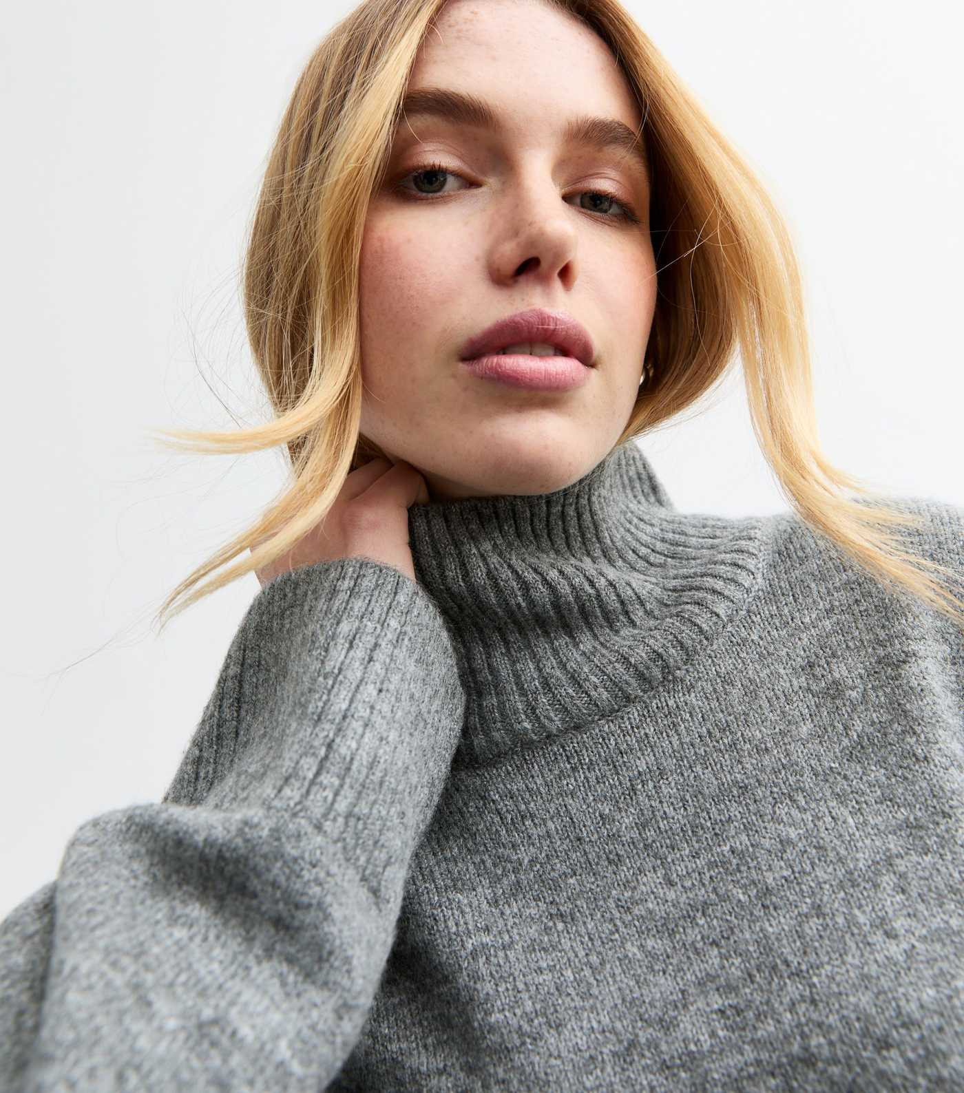 Grey Knit Stand Collar Oversized Jumper
						
						Add to Saved Items
						Remove from Saved I... | New Look (UK)