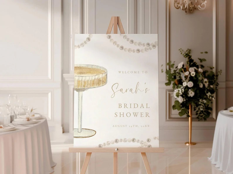 Pearls and Prosecco Bridal Shower Welcome Sign, Bridal Shower Welcome Poster, Editable Bridal Sho... | Etsy (US)