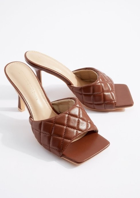 Brown Quilted Square Toe Heels | rue21