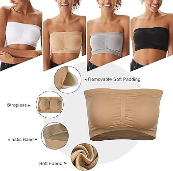 FULIER Women's Bandeau Bra Tube Top Bra Sports Seamless Wireless Padded Strapless Bras | Amazon (CA)
