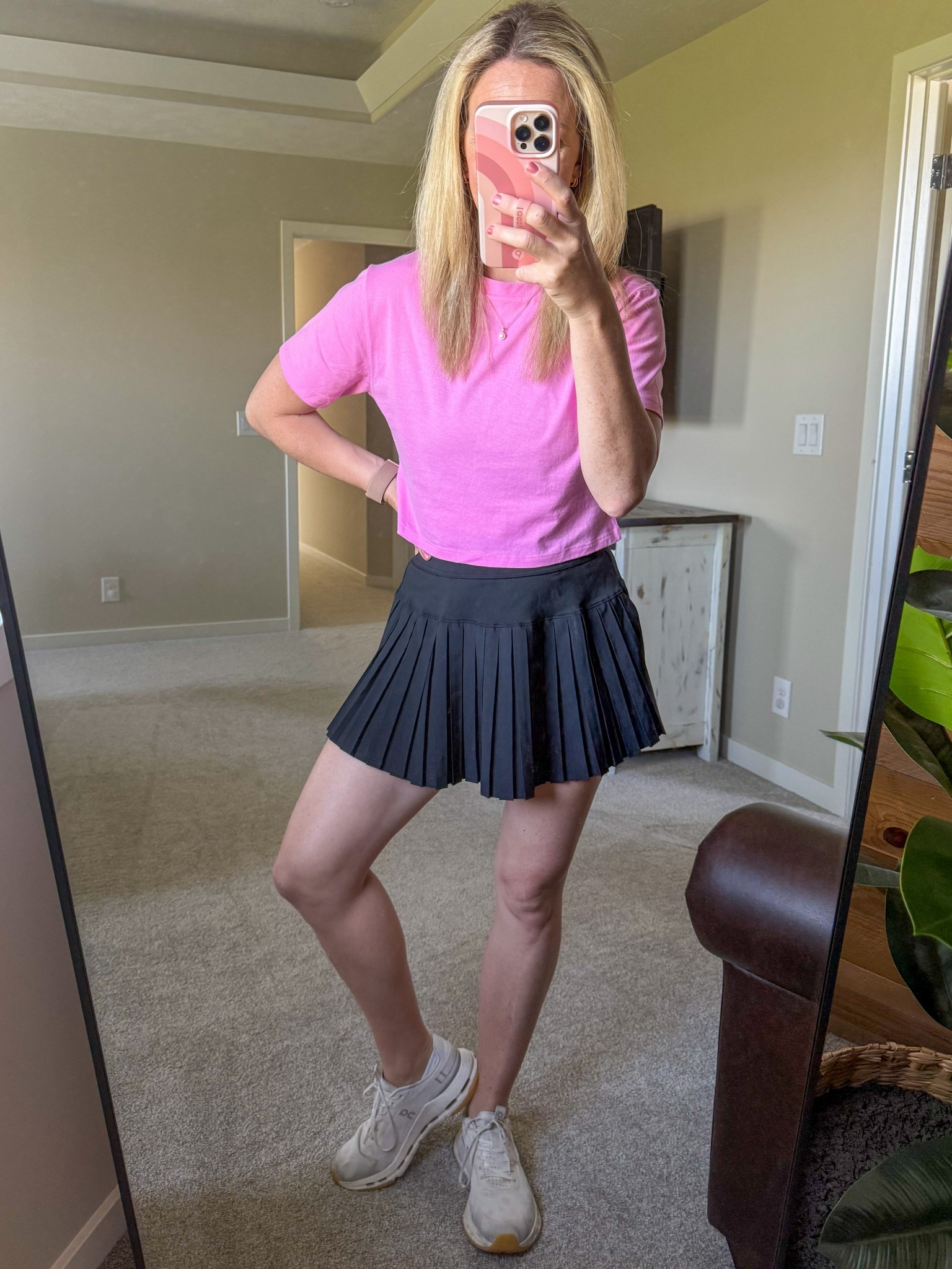 Walmart cropped tee and tennis skirt 
Casual mom outfit 

#LTKStyleTip #LTKFindsUnder50 #LTKActive