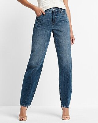 Mid Rise Medium Wash Baggy Tapered Jeans | Express