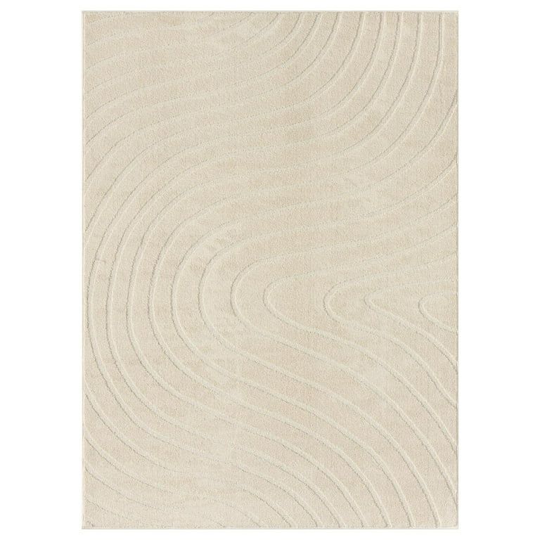 Luxe Weavers Modern Geometric Wave Cream 8x10 Area Rug, Stain Resistant Carpet | Walmart (US)