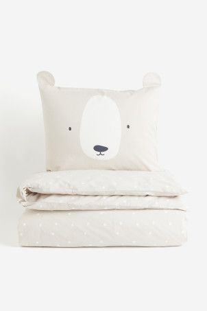 Cotton Cushion Cover - Light beige/bear - Home All | H&M US | H&M (US + CA)