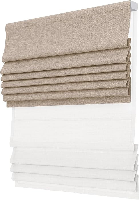 Day Night Roman Shades, 2 in 1 Blackout & Light Filtering, Cordless Linen Roman Blinds for Window... | Amazon (US)