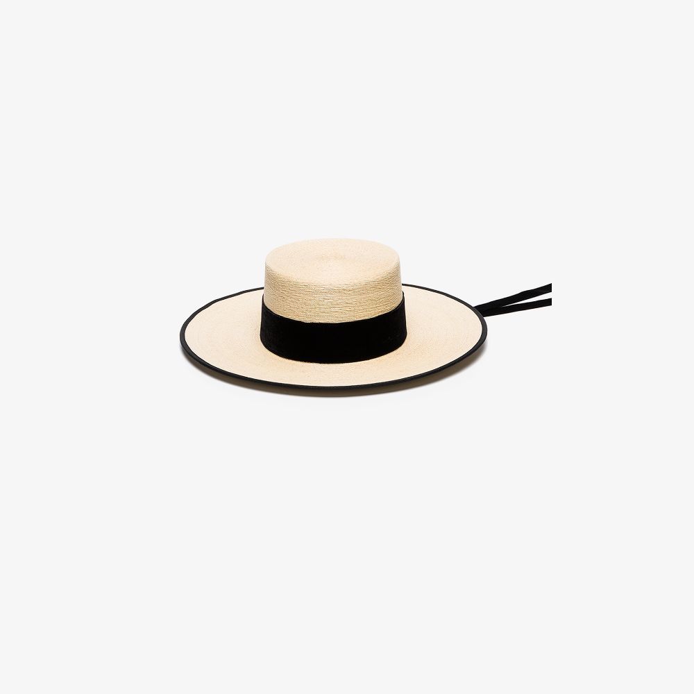 black and beige cordobes straw hat | Browns Fashion