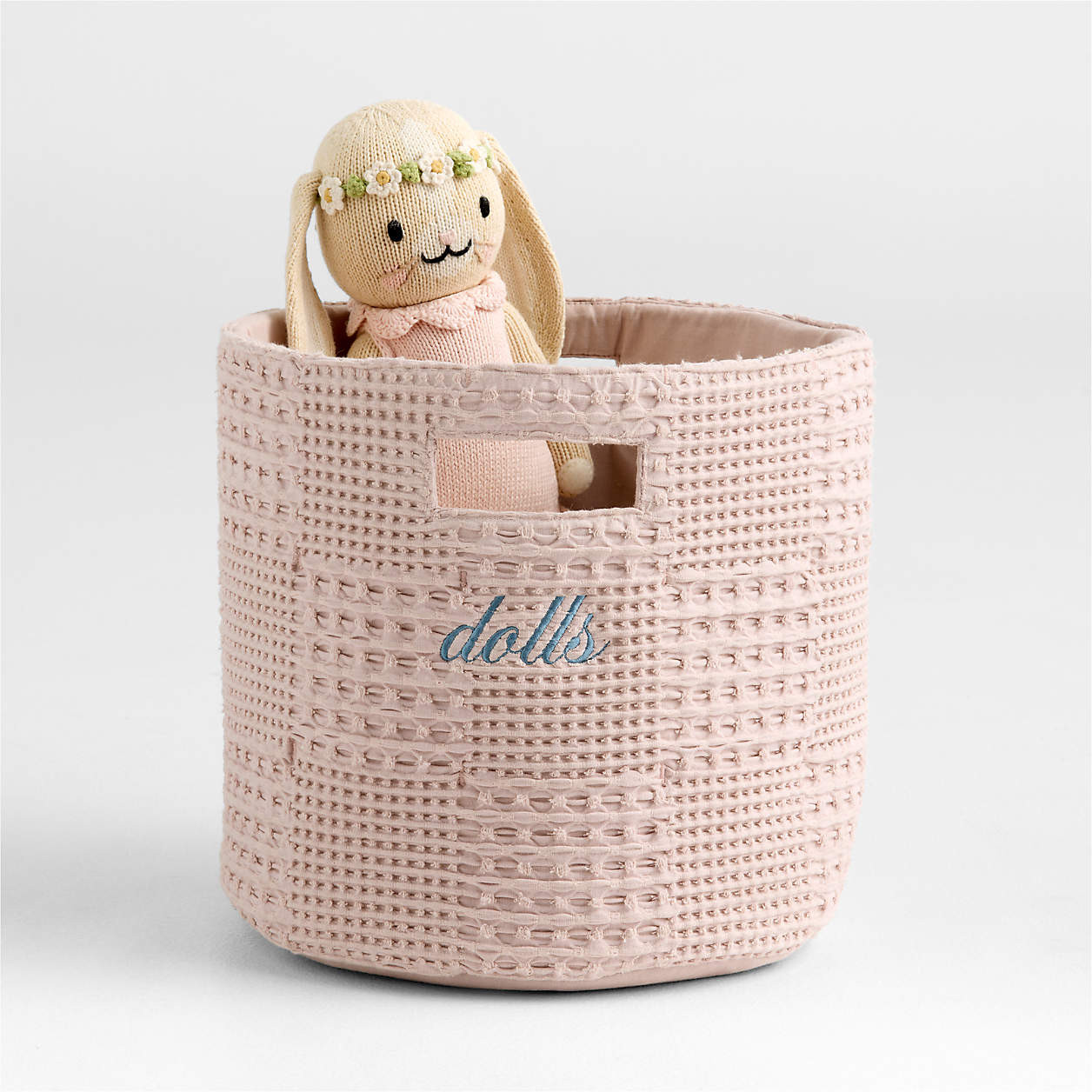 Nella Lilac Rose Organic Cotton Shelf Storage Bin with Handles | Crate & Kids | Crate & Barrel