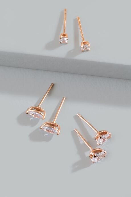 Gabi Rose Gold Stud Set - Crystal | Francesca’s Collections