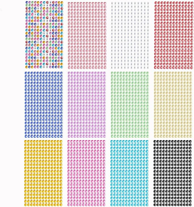 3120pcs 6mm Self-Adhesive Rhinestone Stickers Gem Stickers Jewels Crystal Embellishment Sheet for... | Amazon (US)