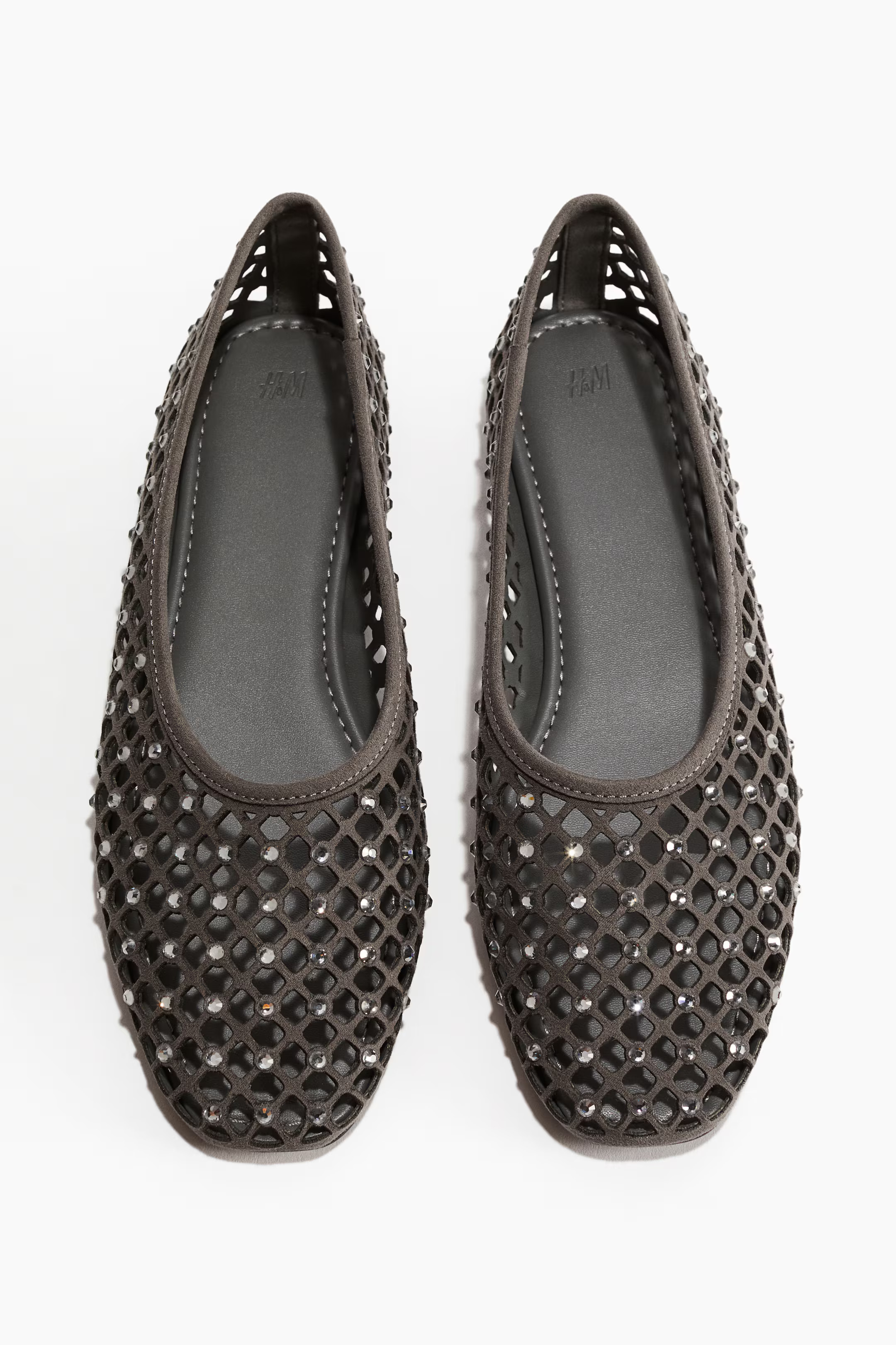 Rhinestone-Embellished Flats - Dark gray - Ladies | H&M CA | H&M (US + CA)