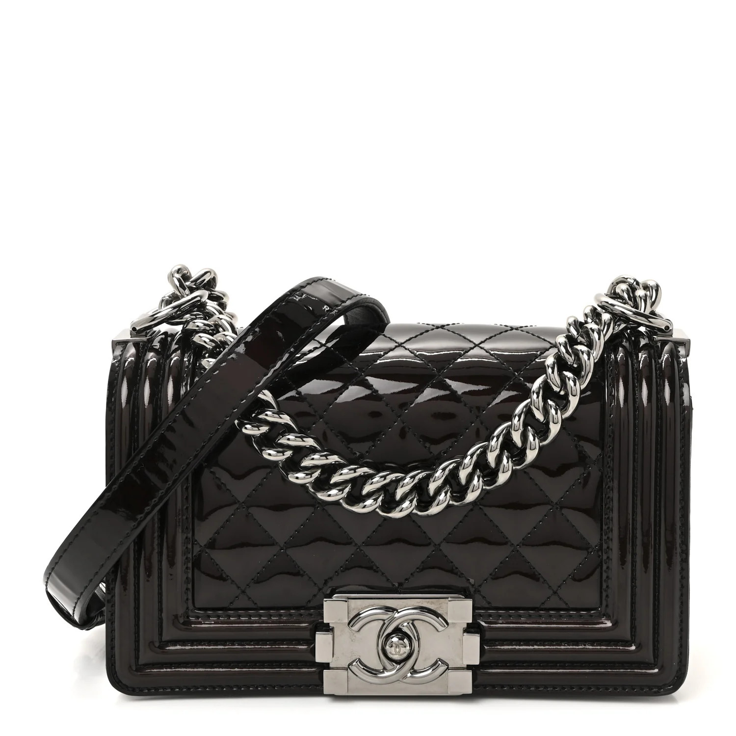 Chanel Patent Calfskin Quilted Small Boy Flap Black 1812956 | FASHIONPHILE (US)