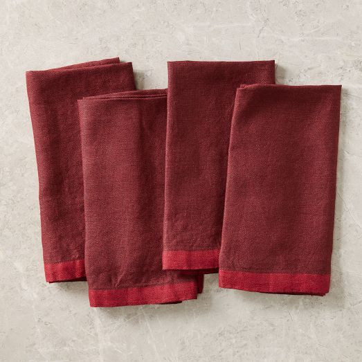 Contrast Border Napkin Sets - Red | West Elm (US)