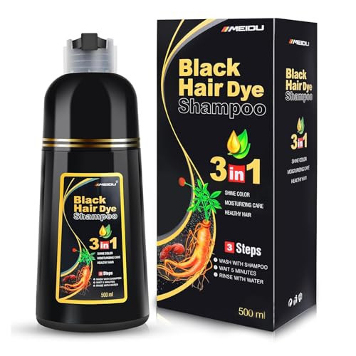 IIIMEIDU Black Hair Dye Shampoo 3 in 1 for Gray Hair, Herbal Ingredients Shampoo Black Hair Dye for Women Men, Grey Coverage Shampoo 500ml | Amazon (US)