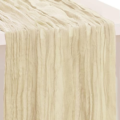 1 Pack Beige Cheesecloth Table Runner 35x120 Inch 10Ft Rustic Gauze Cheese Cloth Table Runner Sheer Cheesecloth Table Runners for Wedding Party Bridal Shower Decoration | Amazon (US)