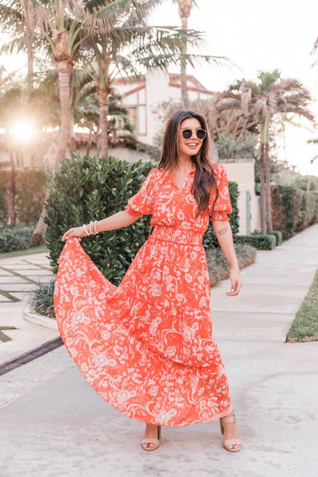 Follow Me To The Tropics Orange Maxi Dress | The Pink Lily Boutique