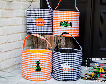 Trick or treat bag, Trick-or-treat bucket,  Halloween Bucket, Personalized, Halloween Basket, mon... | Etsy (US)