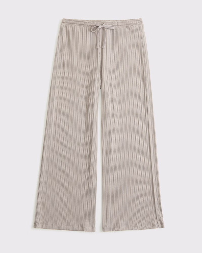 Women's Lounge Rib Mid Rise Wide Leg Sweatpant | Women's Bottoms | Abercrombie.com | Abercrombie & Fitch (US)