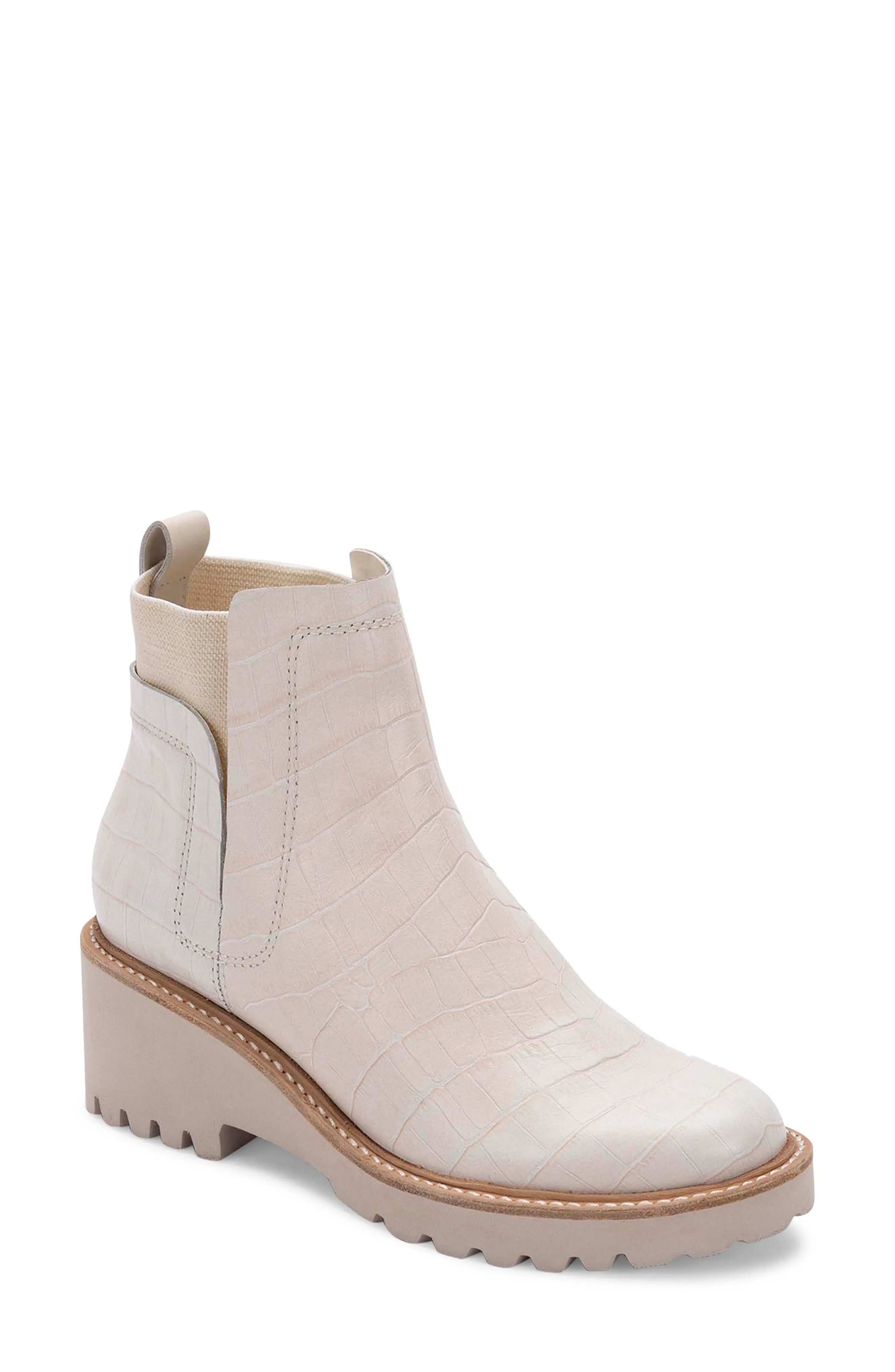 Dolce Vita Huey Bootie in Ivory Croco Print Leather at Nordstrom, Size 8 | Nordstrom
