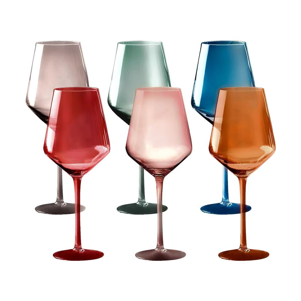 Bella Vino Set of 6 Multi Colored Crystal Wine Glasses - 18oz. | Target