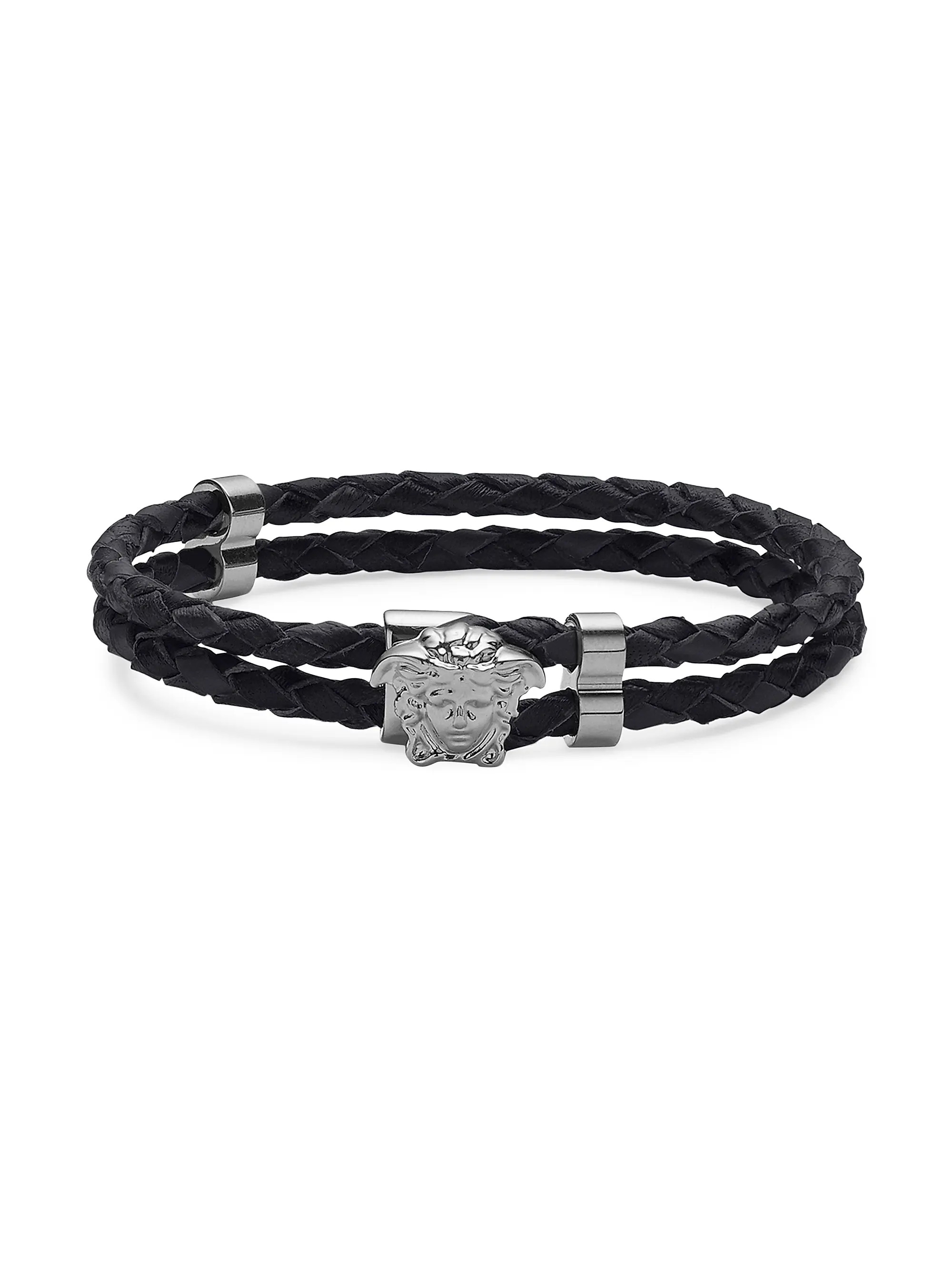 Medusa Braided Leather Bracelet | Saks Fifth Avenue