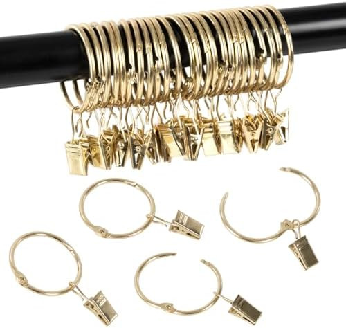 Openable Curtain Rings with Clips,1.25inch Inner Diameter,Heavy Duty Rustproof Metal Decorative V... | Amazon (US)