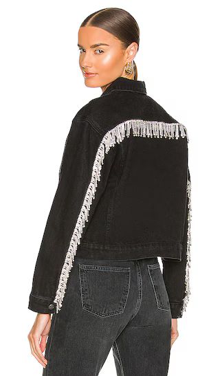 Raya Rhinestone Fringe Jacket in Washed Black | Revolve Clothing (Global)