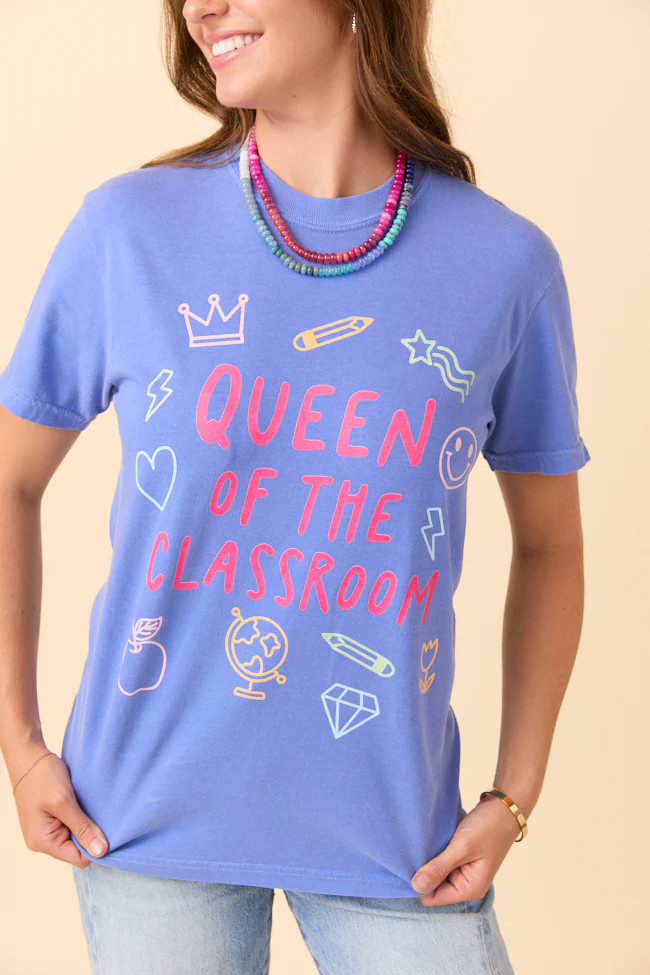 Queen Of The Classroom Blue Graphic Tee | Pink Lily