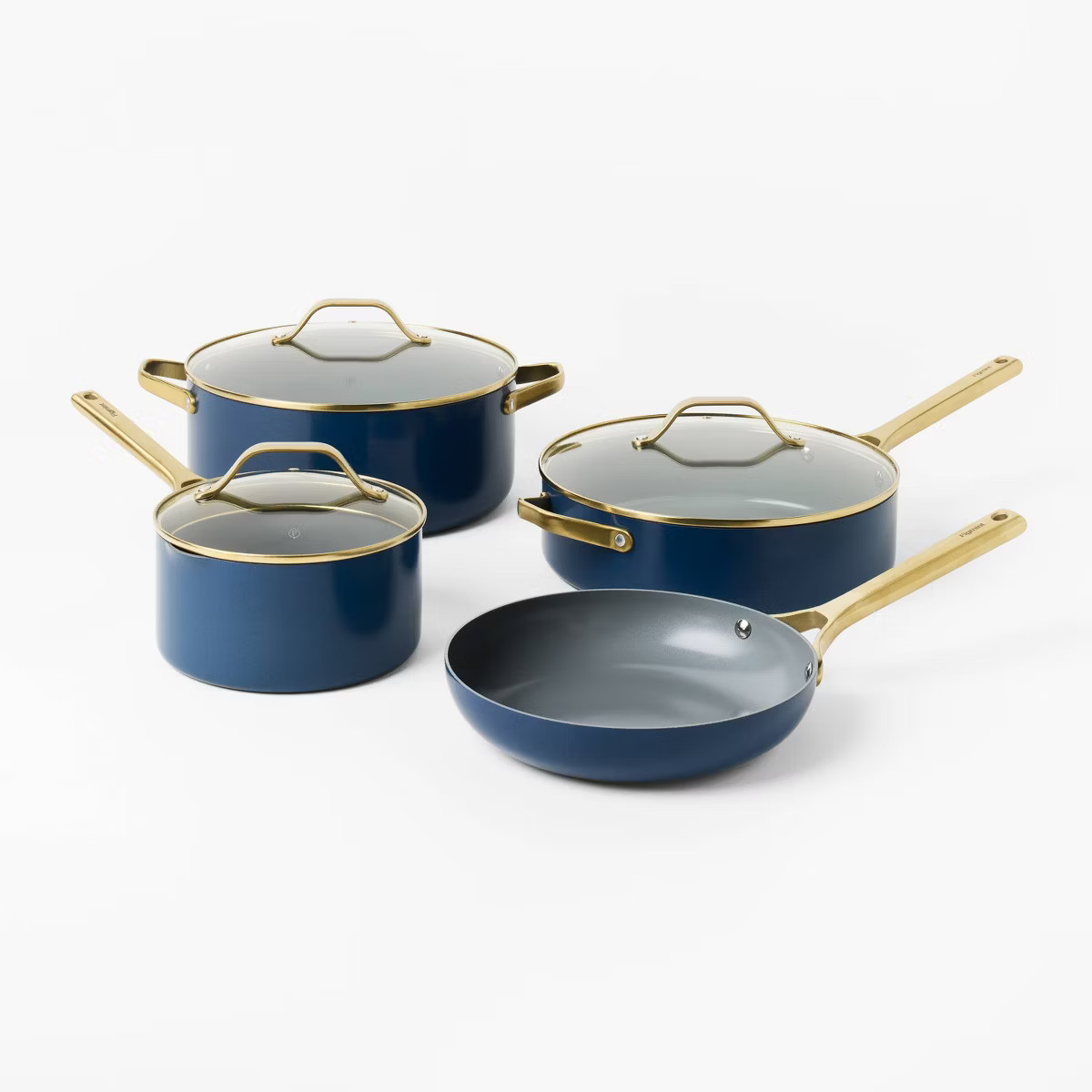 7pc Nonstick Ceramic Coated Aluminum Cookware Set with Champagne Handles - Figmint™ | Target