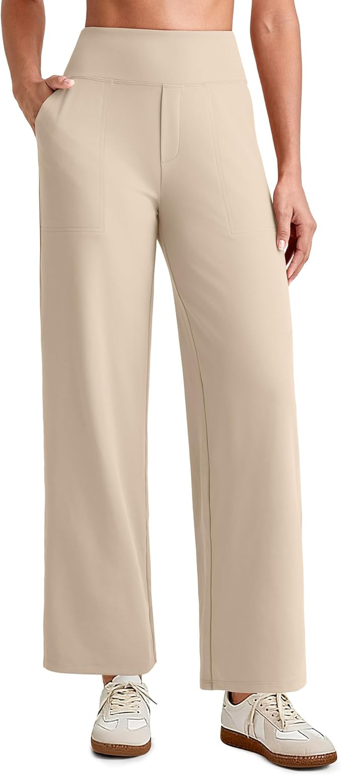 G4Free EverGoing Wide Leg Ankle Pants for Women 7/8 Length Yoga Dress Pants High Waist Stretch wi... | Amazon (US)
