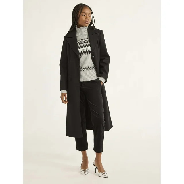 Free Assembly Women’s Faux Wool Long Coat, Sizes XS-XXL | Walmart (US)