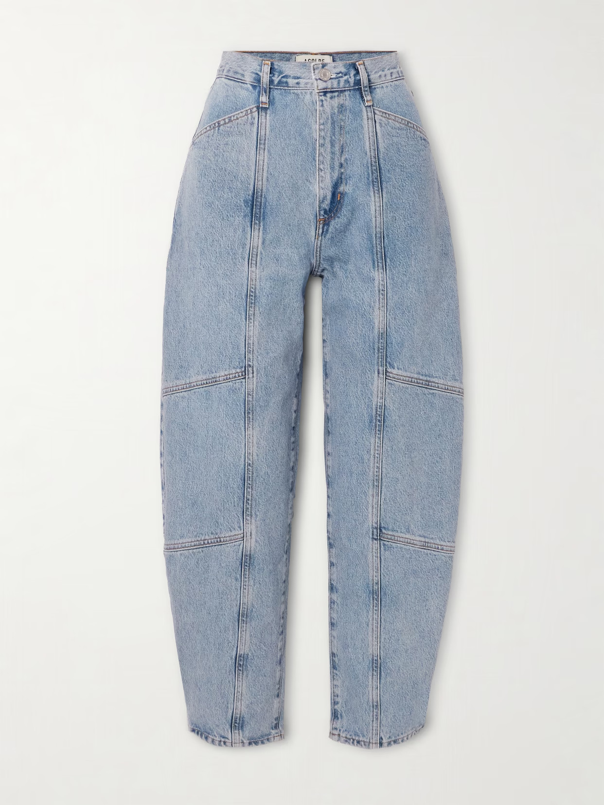 AGOLDE - Mara Paneled High-rise Barrel-leg Jeans - Blue | NET-A-PORTER (US)