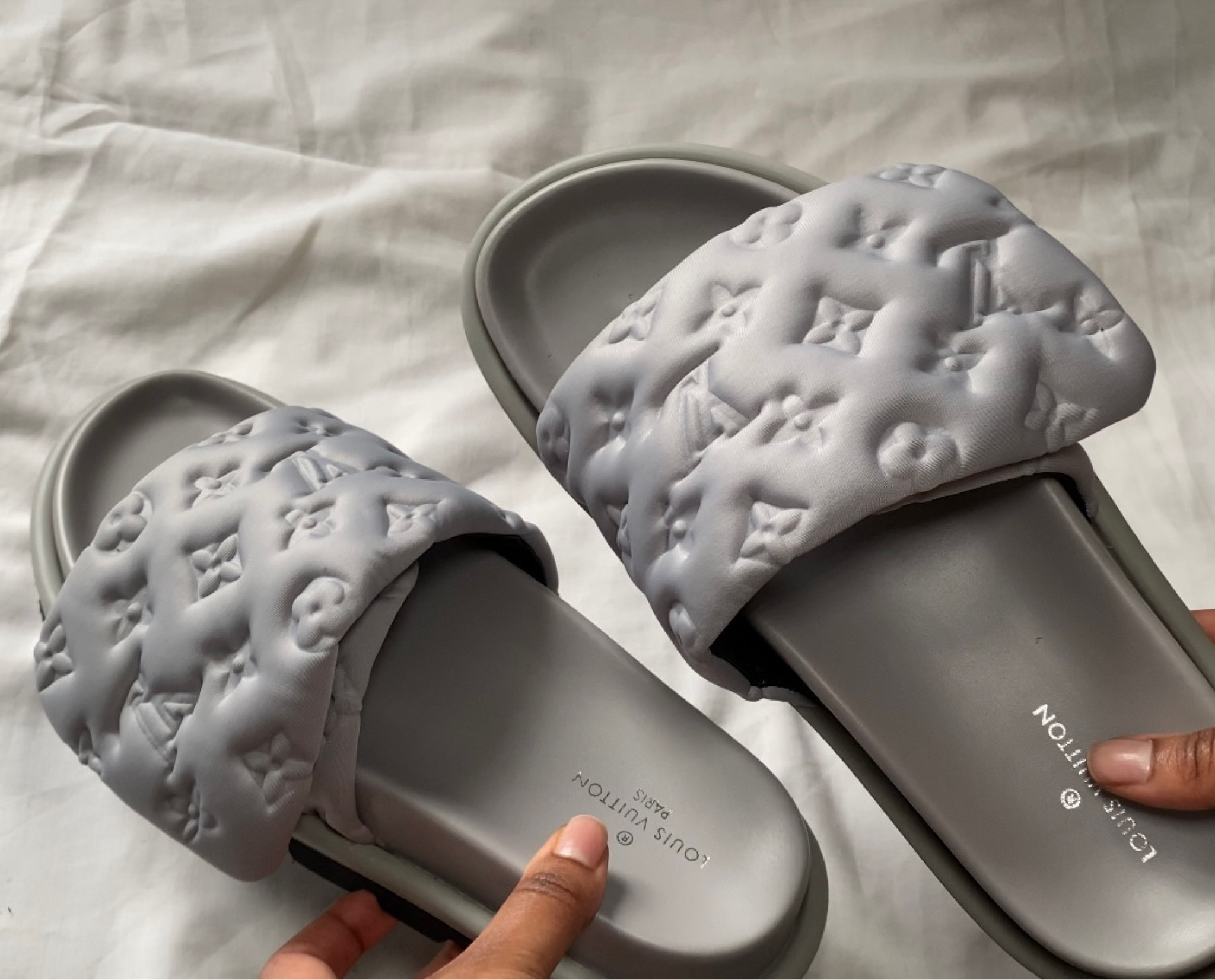 Louis Vuitton LV Grey Pool Pillow Flat Comfort Mules | Summer Pool Side Slides 

#LTKshoecrush #LTKFind