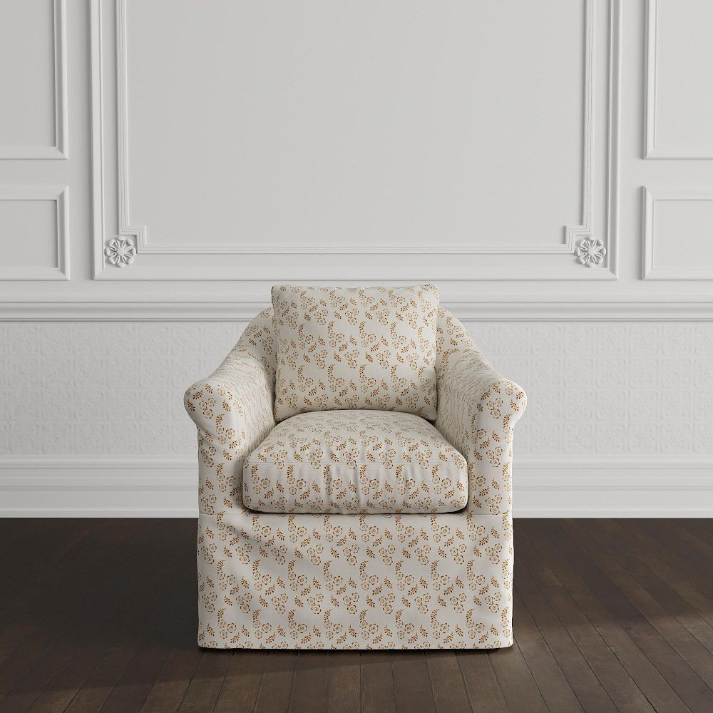 Elodie Slipcovered Swivel Armchair | GreenRow