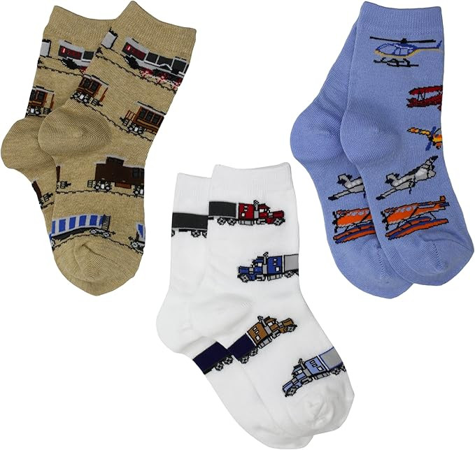 Jefferies Socks Boys 2-7 Transportation Triple Treat Socks 3 Pair Pack | Amazon (US)