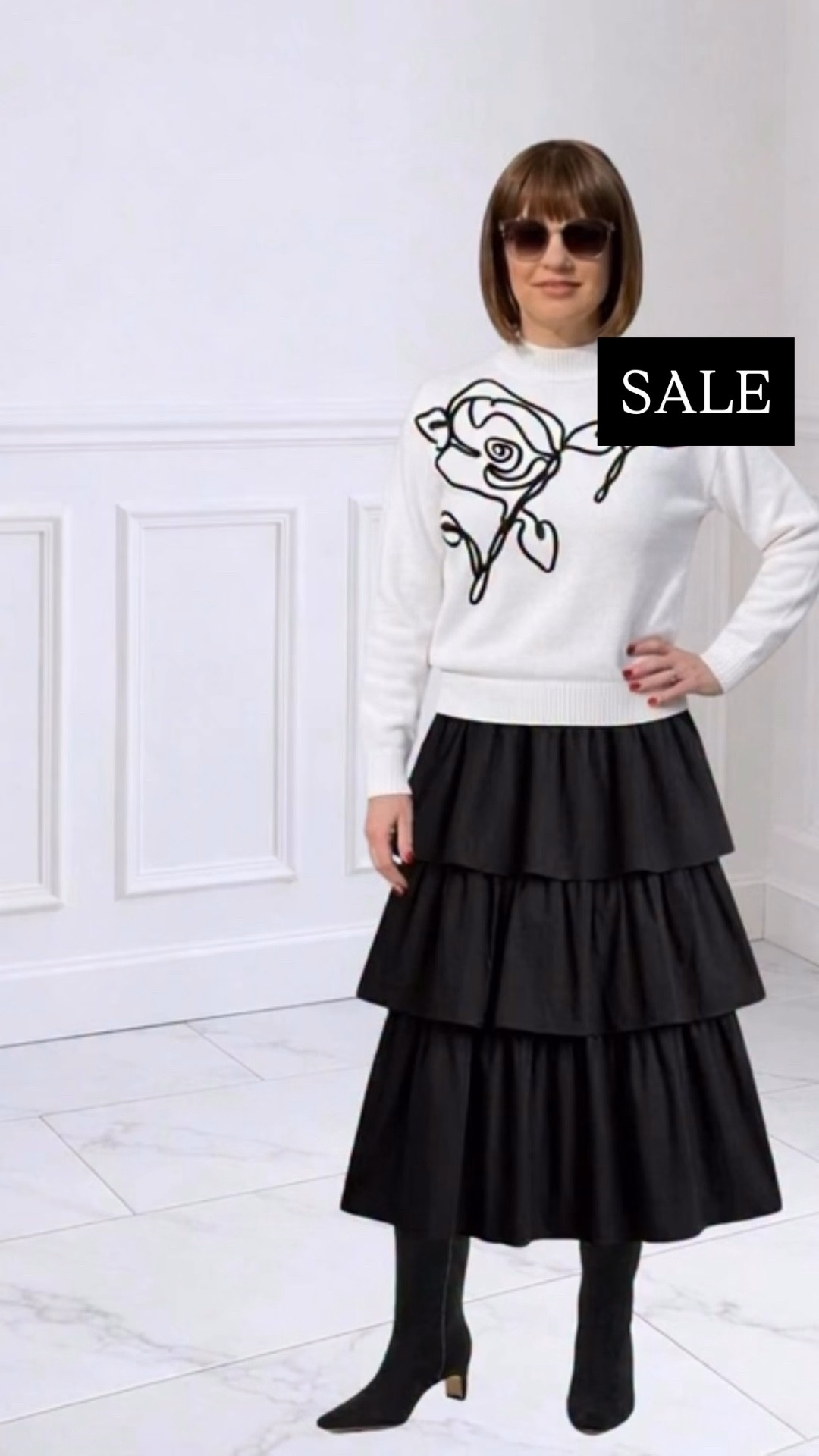 ‼️SALE‼️Sweater + Ruffled Skirt + Boots are ALL on SALE!! LOFT is 50% off SALE‼️
Wearing XS in Sweater + 6 in Skirt 
Love ❤️ the black detail on the Sweater ❤️ Sold in Petite too...

Fol
Follow my LTK @fashionistanyc on the @shop.LTK app to view this post and get my exclusive app-only content!

#liketkit #LTKgrwm #LTKootd #LTKSaleAlert
@shop.ltk
https://liketk.it/61TNZ


#LTKWorkwear #LTKTravel #LTKdayinmylife