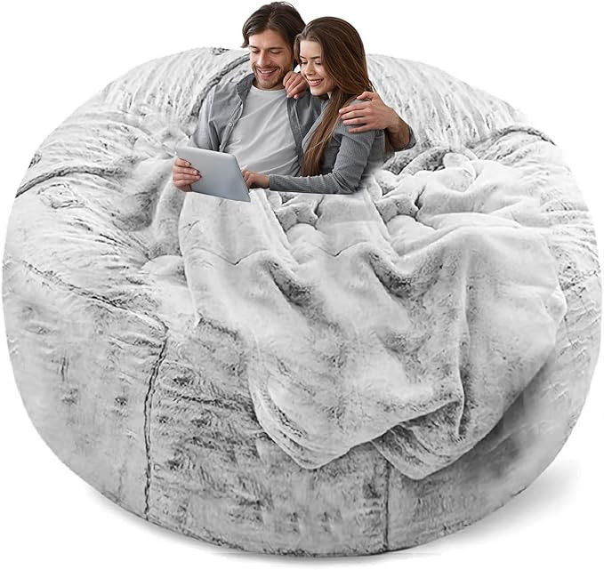 YudouTech Bean Bag Chair Cover(Cover Only,No Filler),Big Round Soft Fluffy PV Velvet Washable Laz... | Amazon (US)