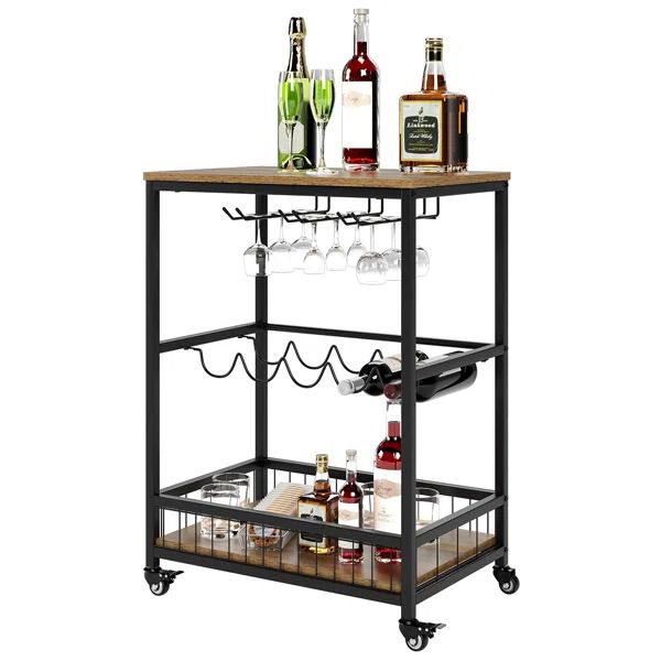 Lex 23.6'' Wide Bar Cart with Wine Bottle Storage | Wayfair North America