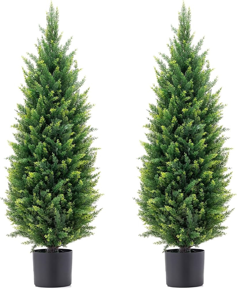 3.5ft Artificial Topiary Trees Set of 2 Faux Cedar Trees UV Resistant Bushes Potted Plants Artifi... | Amazon (US)