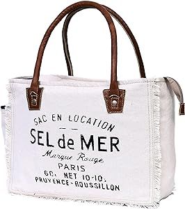 CLA Bags Sel De Mer Upcycled Canvas Hand Bag Upcycled Canvas & Cowhide Tote Bag Radiant Upcycled ... | Amazon (US)