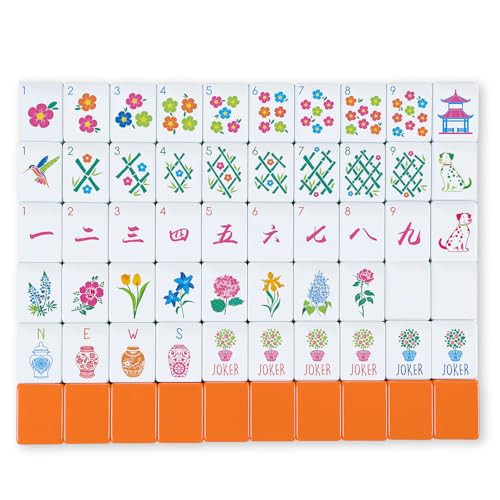 Arrowbash 160 Pcs Floral American Mahjong Set 1.2 Inch Flower Mahjong Tiles Set Orange Back Melamine Hand Carved Pattern for Adult Mah Jong Tabletop Games Mah Jong Lovers Tiles Only(Orange,Stylish) | Amazon (US)