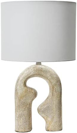 Creative Co-Op EC1273 Abstract Resin Linen Drum Shade, Natural Table Lamp, Bone | Amazon (US)