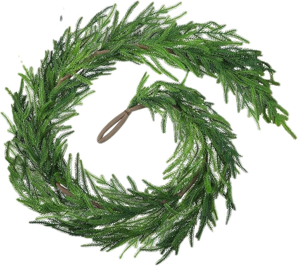 6 FT Artificial Norfolk Pine Garland, Christmas Real Touch Pine Garland, Indoor, Outdoor Christma... | Amazon (US)