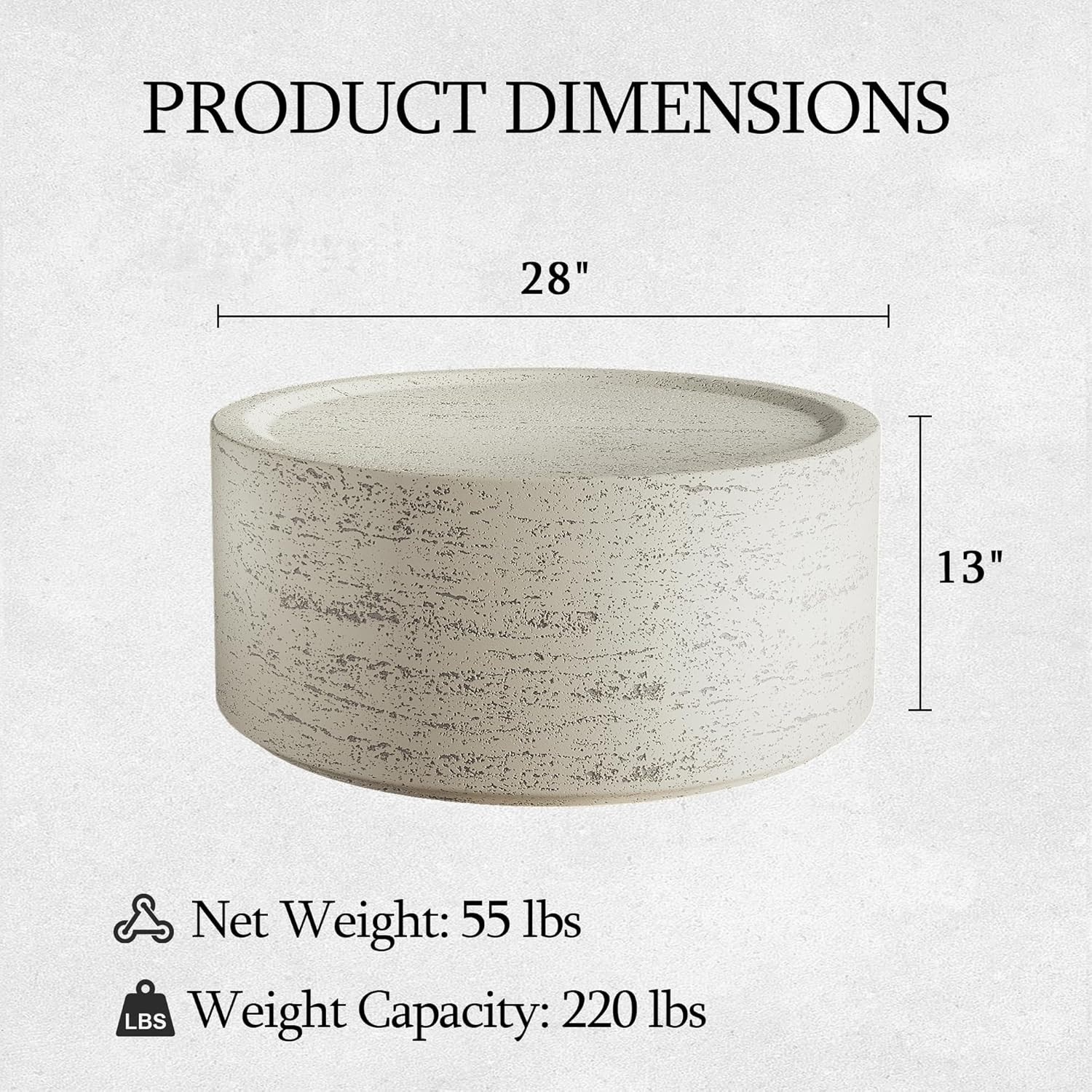 UPHA 28" Round Outdoor Coffee Table, Modern Hollow Concrete Patio Table, Small Minimalist Low Acc... | Amazon (US)