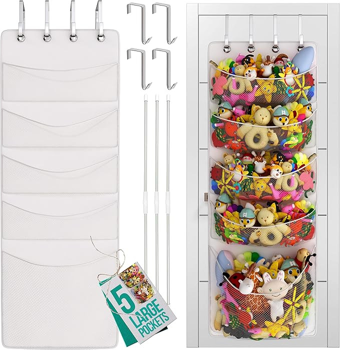 The Original 5-Pocket Over the Door Stuffed Animal Storage Organizer, Perfect for Bedroom Decor, ... | Amazon (US)