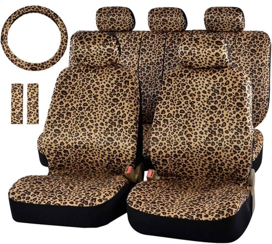 AUTOFAN Leopard Car Seat Covers Full Set with Steering Wheel Cover 2 Seat Belt Pads, Cheetah Prin... | Amazon (US)