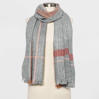 Women's Striped Woven Pleated Oblong Scarf - A New Day™ Gray One Size | Target