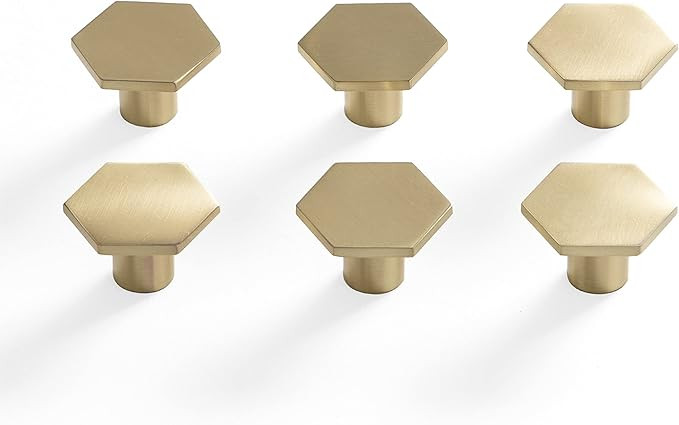 BINO 6-Pack Cabinet Knobs - 1.33" Diameter (34mm), Brass - Dresser Knobs for Dresser Drawer Knobs... | Amazon (US)